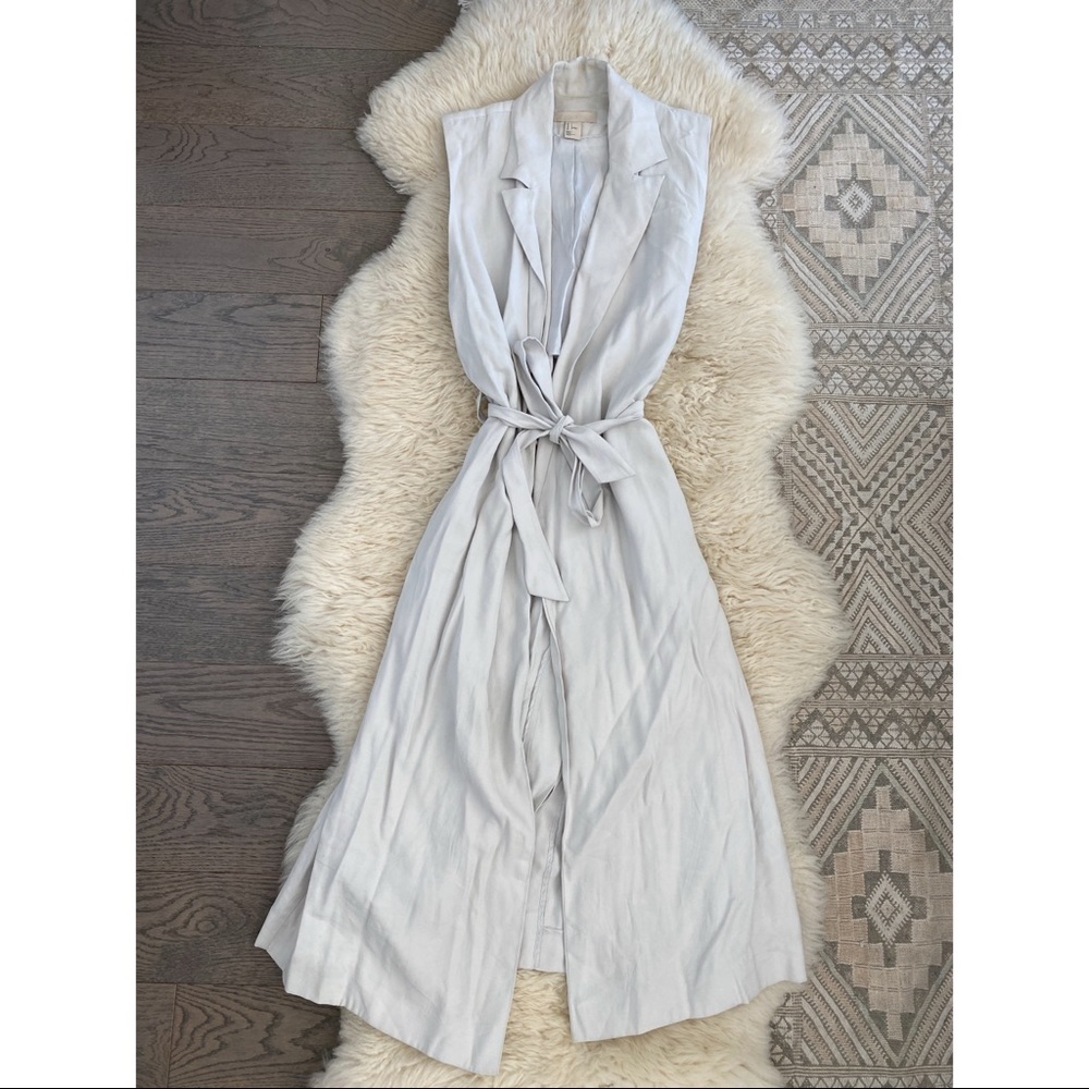 H&M Light Blue Belted Duster Sleeveless Jacket Vest